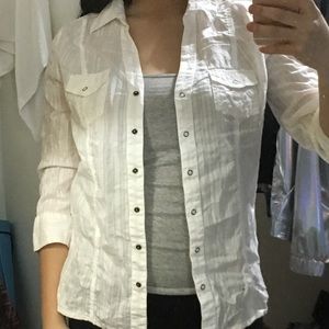 White 3/4 Sleeve Button Up